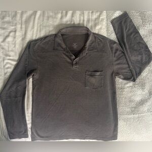 Patagonia Men’s Long Sleeve Polo Shirt Gray Pocket Organic Cotton M
